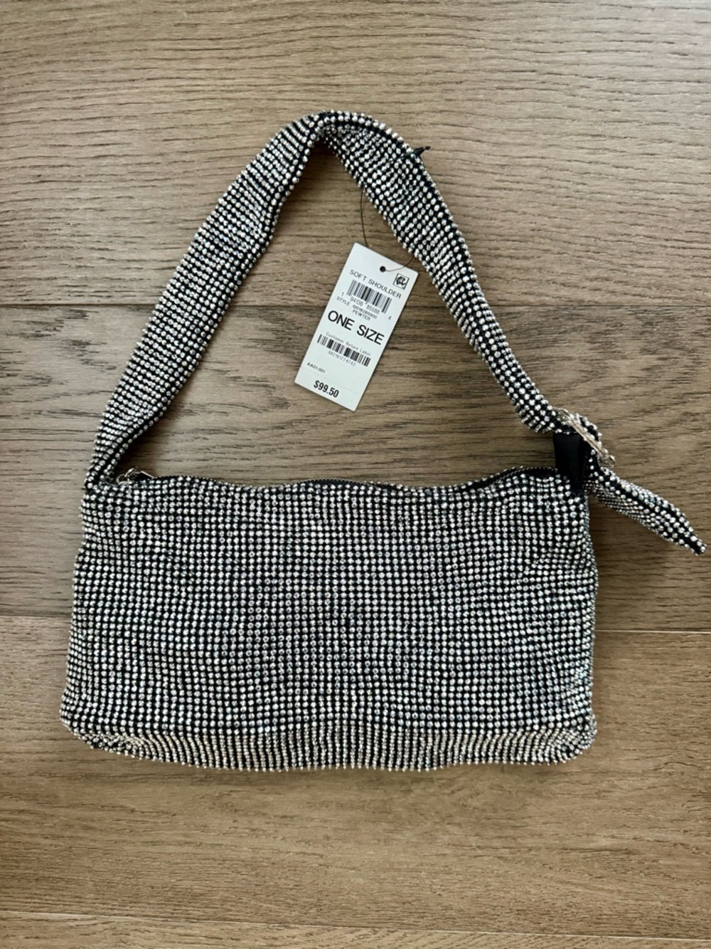 INC Soft Shoulder Black & White Studded Shoulder Bag